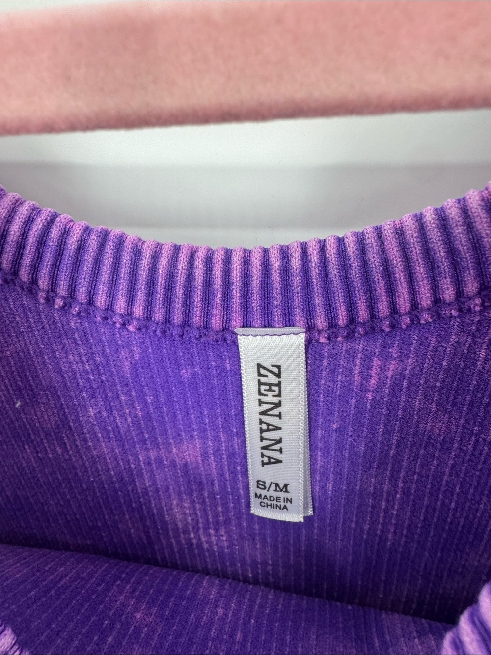 Zenana Purple Acid Wash Ribbed Crop Tank Y2K Festival Stretch Brami Top Size S/M - Picture 4 of 8